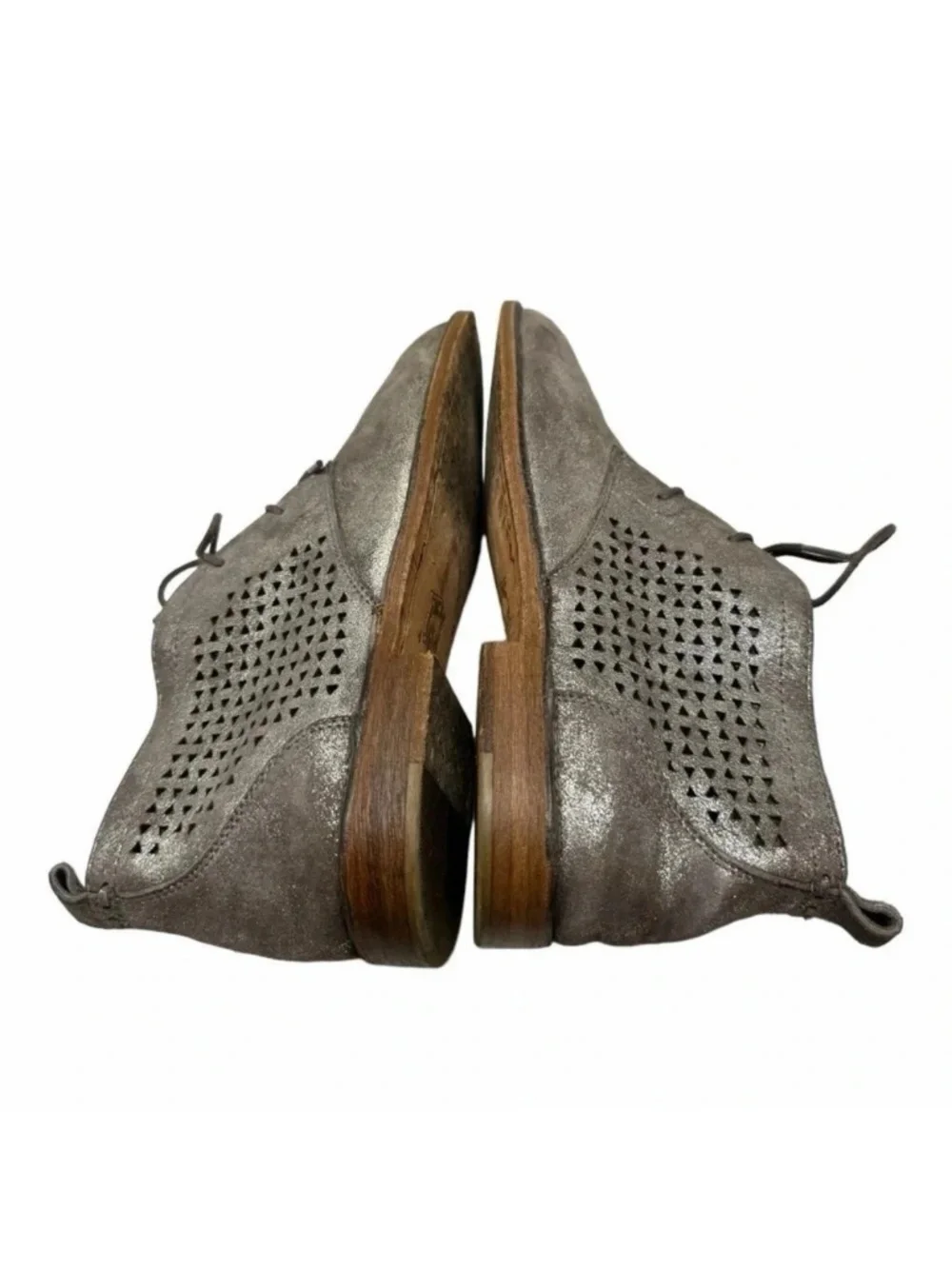 Trask Addy Women's 8.5 Metallic Pewter Suede Leather Chukka Ankle Boots